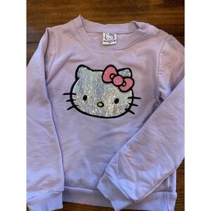 Hello Kitty Sweatshirt Kids Size 7/8 Light Purple Long Sleeve Ribbed Crew Neck